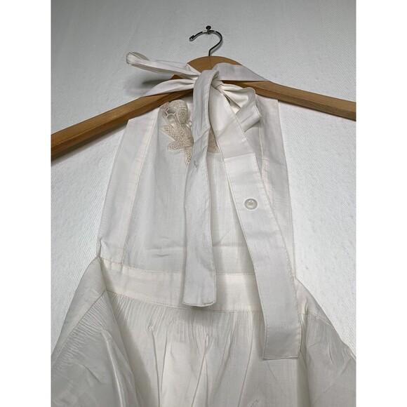 Dutch Novelties Embroidered Roses Lace Cream Apron Pockets New Vintage Condition - Picture 8 of 12